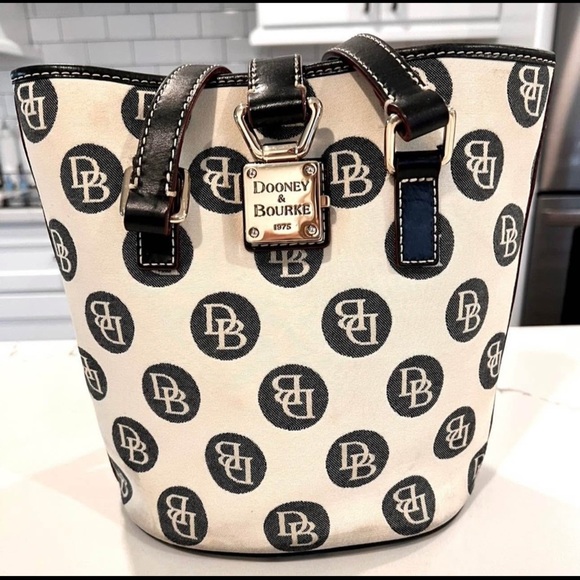 Dooney & Bourke Handbags - Dooney & Bourke Black and Cream Shoulder Bag